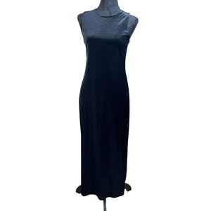 INC International Concepts Black Velvet Sleeveless Maxi Dress Size M dark whitch